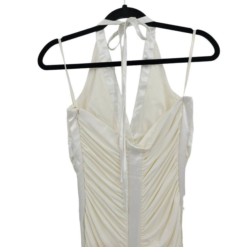 Vtg 80s Jessica McClintock Wedding Dress Gown Sz 8 Ivory Bodycon Fishtail Halter - Picture 11 of 16